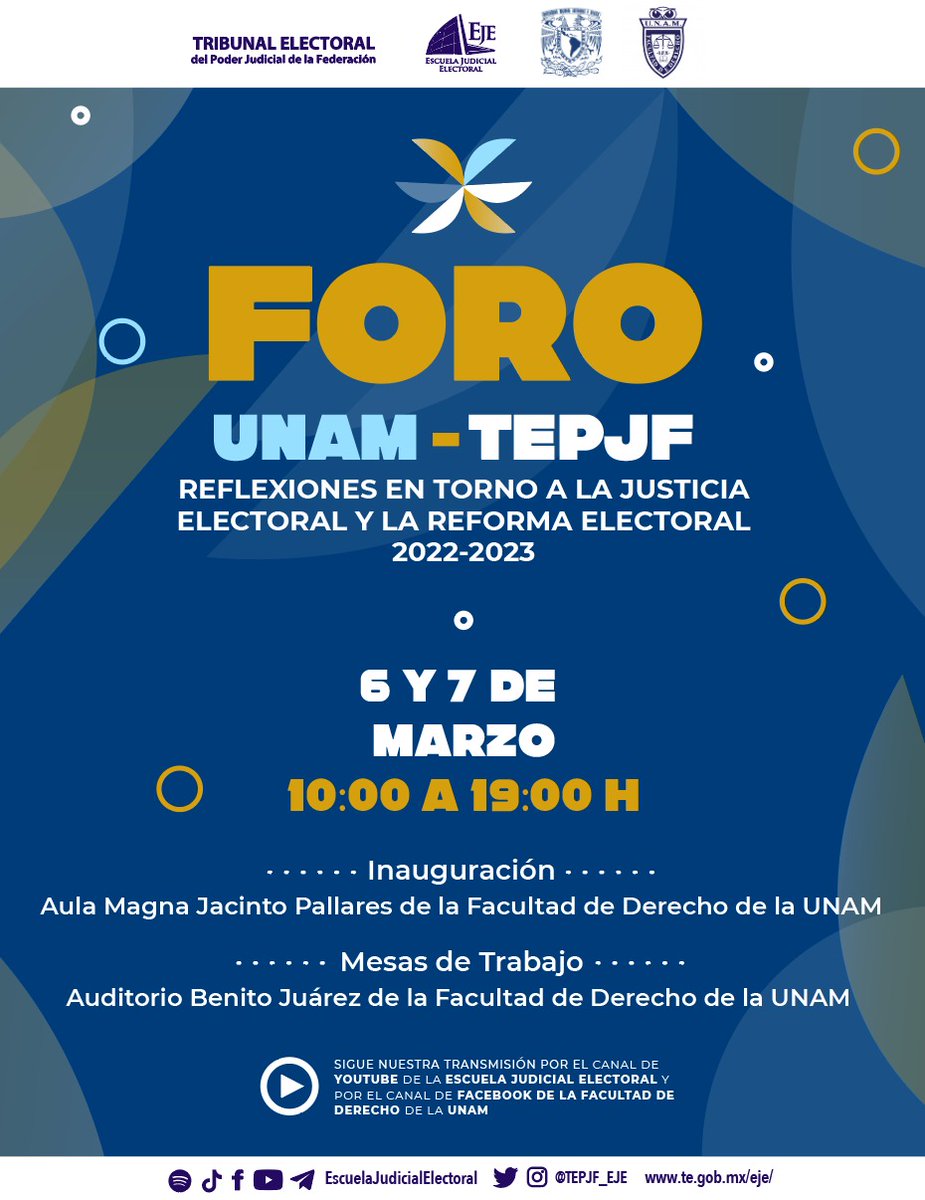 TEPJF_EJE's tweet photo. Hoy se publicó en el Diario Oficial de la Federación el llamado #PlanB de la reforma electoral.

No te pierdas este 𝗙𝗼𝗿𝗼 que organizamos desde la @TEPJF_EJE con la @DerechoUNAMmx de la @UNAM_MX 

📅 6 y 7 de marzo https://t.co/SB46HCalKi