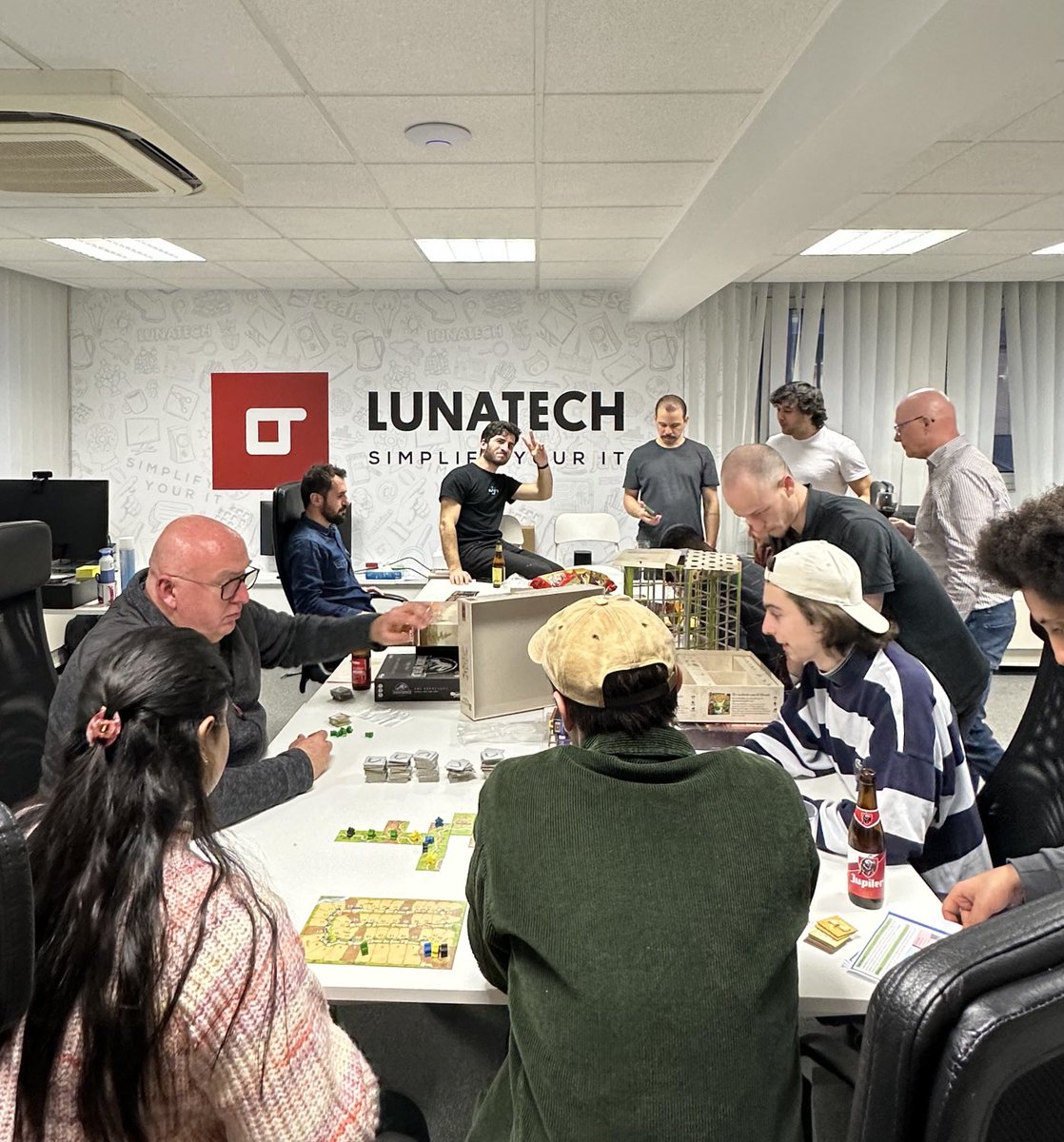 LunatechLabs's tweet photo. Game night has begun in our Brussel’s office!🎲🍻 https://t.co/0BOKD60sBZ