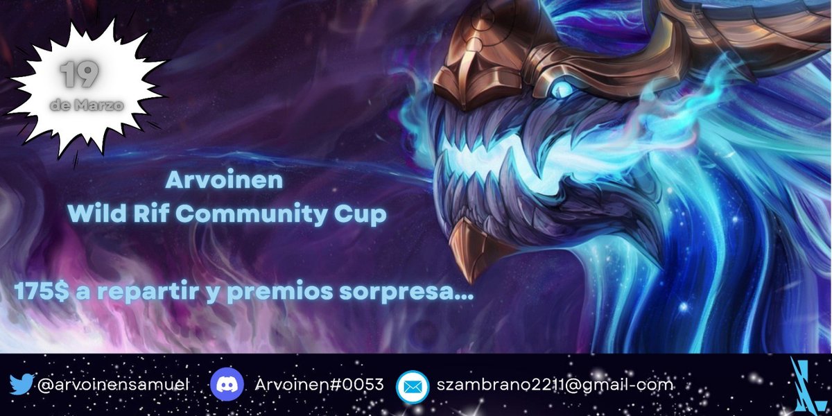 Anuncio mi primer torneo 5v5 de <a href="/wildriftLATAM/">League of Legends: Wild Rift LATAM</a> para LAN/NA/Perú 

19 de marzo 11:00 MX.

Transmisión Twitch <a href="/ChemaMalone96/">ChemaMalone</a>

Casters:

<a href="/hipercaster/">HiperCaster</a>
<a href="/Peett25/">Peett</a>
<a href="/Narsil_RG/">ISG NarsilRG 🤠🎙</a>

175 en premiación a repartir y muchas cosas más.

Inscríbete

<a href="/CGaming_LatAm/">Community Gaming LatAm</a>
<a href="/wildrift/">League of Legends: Wild Rift</a>

communitygaming.io/es/tournament/…