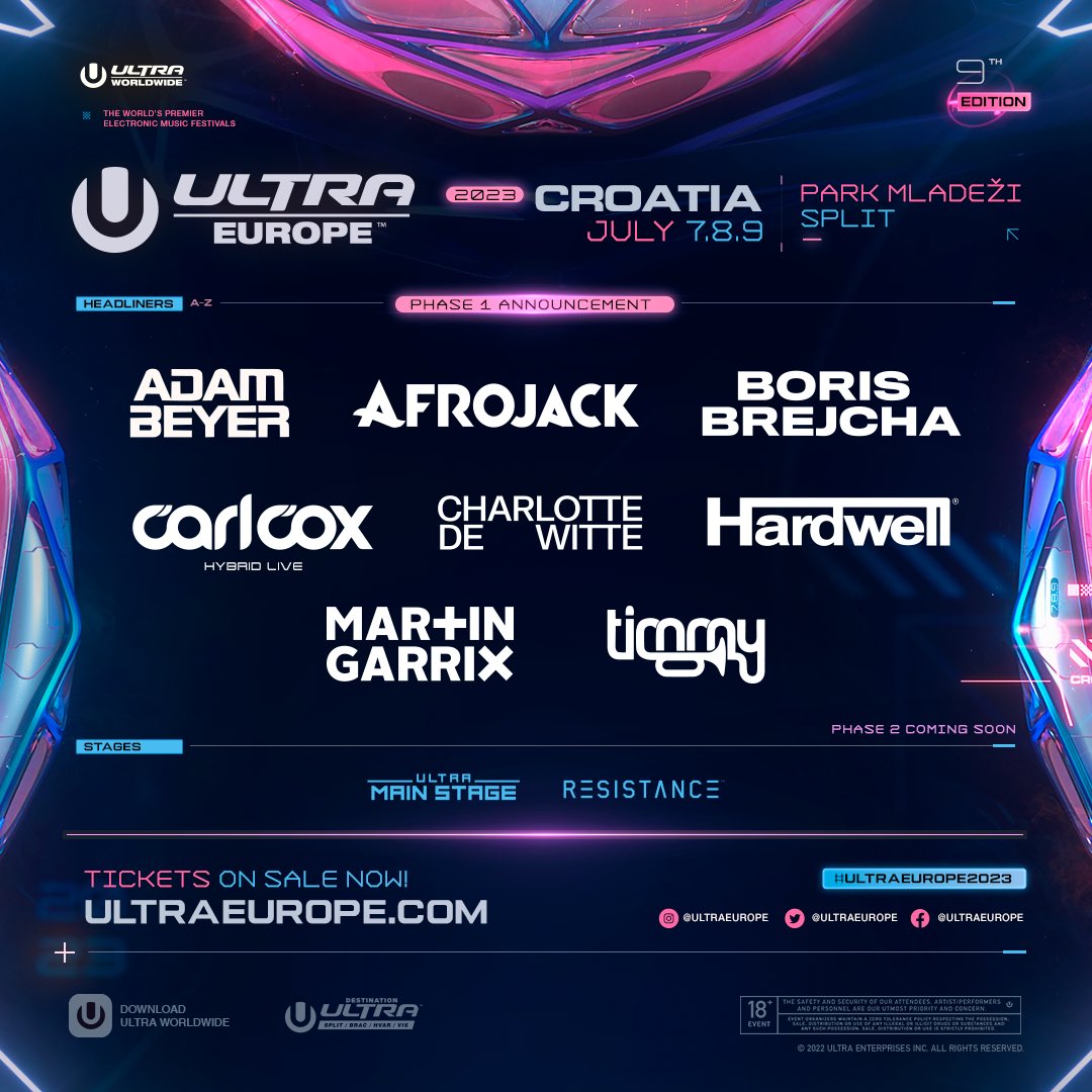 Croatia 🇭🇷 2023
Playing at ULTRA Croatia this year.
I am very excited 🙌🥰
.
Tickets 🎟️ 
ultraeurope.com/tickets/festiv…
__
@UltraEurope 
 #ultraeurope2023