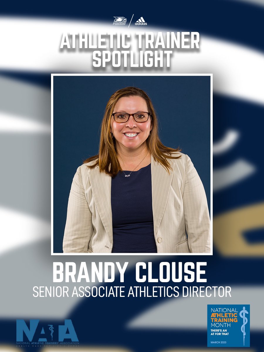 𝗠𝗘𝗘𝗧 𝗢𝗨𝗥 𝗦𝗧𝗔𝗙𝗙
Brandy Clouse, <a href="/GSAthletics/">Georgia Southern Athletics</a> Head AT, Deputy AD Internal Affairs, SWA

𝗦𝗽𝗼𝗿𝘁 𝗰𝗼𝘃𝗲𝗿𝗲𝗱🏌🏼‍♀️🏌🏼

𝗙𝗮𝘃𝗼𝗿𝗶𝘁𝗲 𝗲𝘅𝗲𝗿𝗰𝗶𝘀𝗲/𝗿𝗲𝗰𝗼𝘃𝗲𝗿𝘆: 
Cold Tubs 🥶

✨ #TheresAnATforThat ✨
#gATa | #weareD9 | #NATM |
#NATM2023 | #natmGS