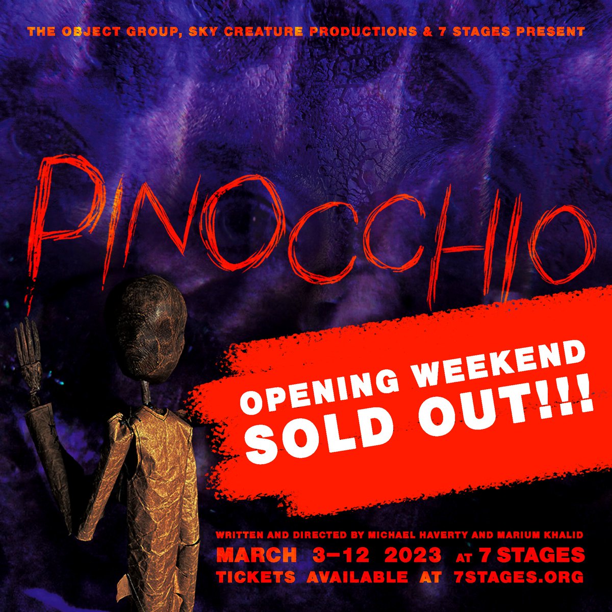 Pinocchio performances this weekend are officially SOLD OUT! As of now, there are still tickets for our Monday Industry Night performance, preceded by a complimentary Art of Activism dialogue. Tix for next weekend are going fast! #Pinocchio #7Stages #l5patl #l5p #atlantatheatre