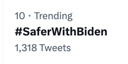 Boom! We're already in the top 10! Keep it up! #SaferWithBiden