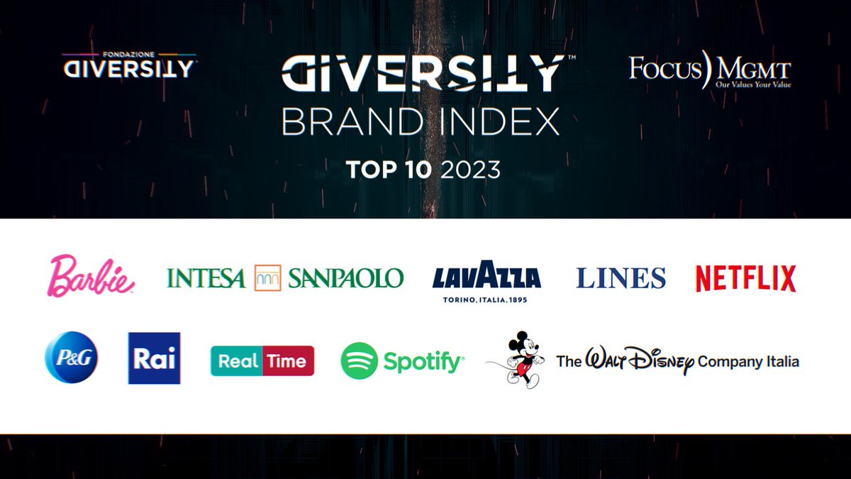 TOP10 #DBS2023
<a href="/Barbie/">Barbie</a> <a href="/intesasanpaolo/">Intesa Sanpaolo</a> <a href="/lavazzagroup/">Lavazza Group</a> <a href="/LinesItalia/">Lines</a> <a href="/NetflixIT/">Netflix Italia</a> P&amp;G @ItaliaRai <a href="/realtimetvit/">Real Time</a> <a href="/SpotifyItaly/">Spotify Italia</a> <a href="/DisneyStudiosIT/">WaltDisneyStudiosIT</a> #RIGHTNOW <a href="/diversitylab/">diversitylab</a>