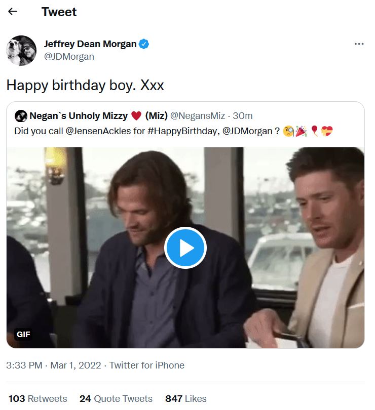 Happy belated Birthday to Jensen Ackles  