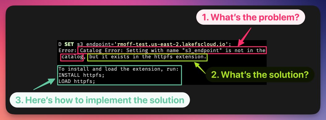 The #DeveloperExperience on <a href="/duckdb/">DuckDB</a> is :chefkiss:

#DevEx #DevRel