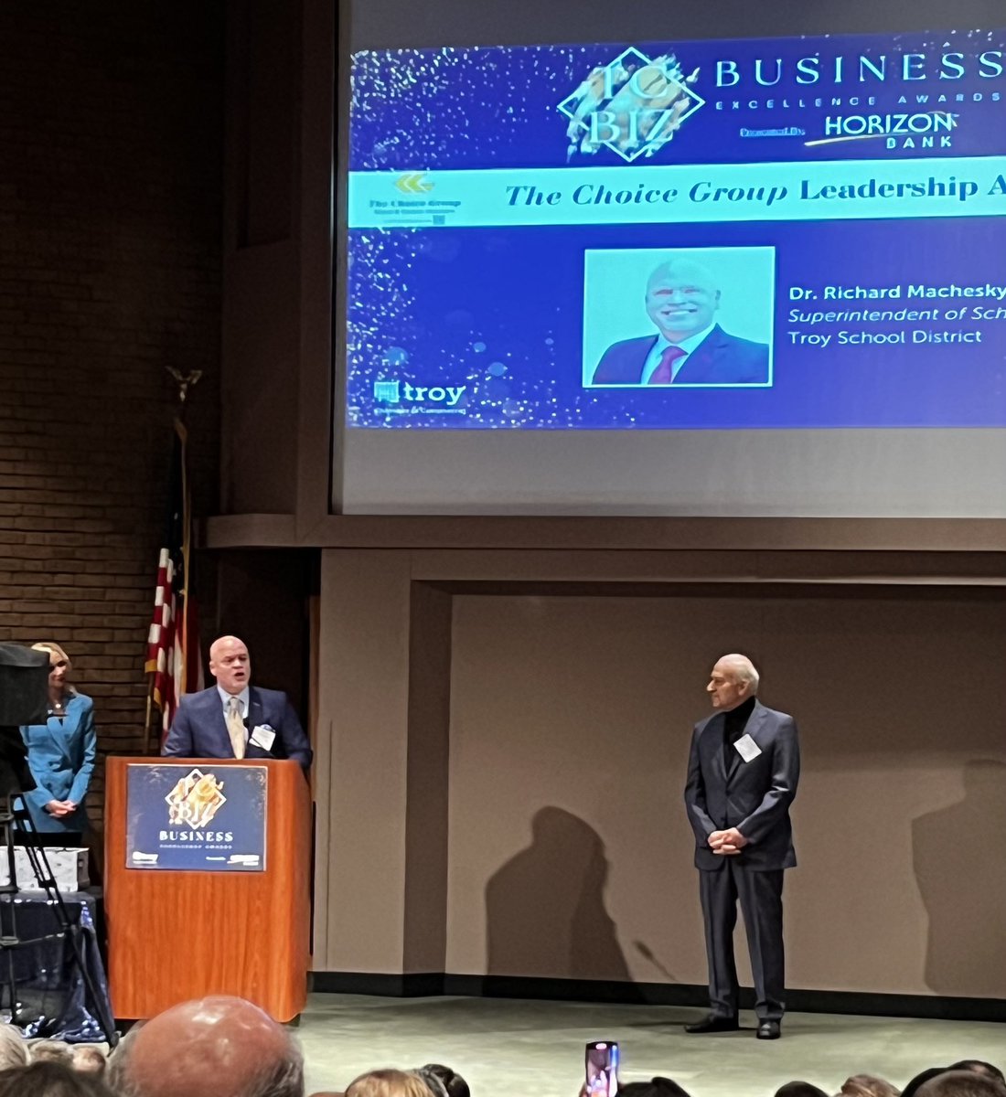 Congratulations to Superintendent Rich Machesky for winning the top Leadership Award in the Troy Chamber Business Excellence awards today! Thank you to all who voted for him. We are thankful to have such a wonderful leader at the helm of the TSD.