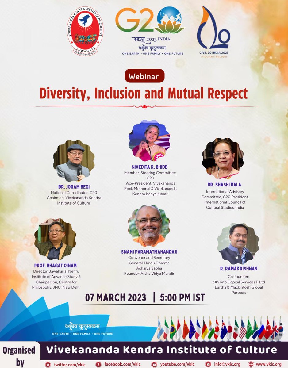 Vkpune1's tweet photo. Attention! You're invited to our upcoming C20 event on March 07, 2023. Let's come together to address global challenges, share ideas and create positive impact. Don't miss out on this exciting opportunity!

Register at https://t.co/qFZIHId1wq

#vkic #C20 #Vivekananda_Kendra51 https://t.co/ClLYVKn1w0