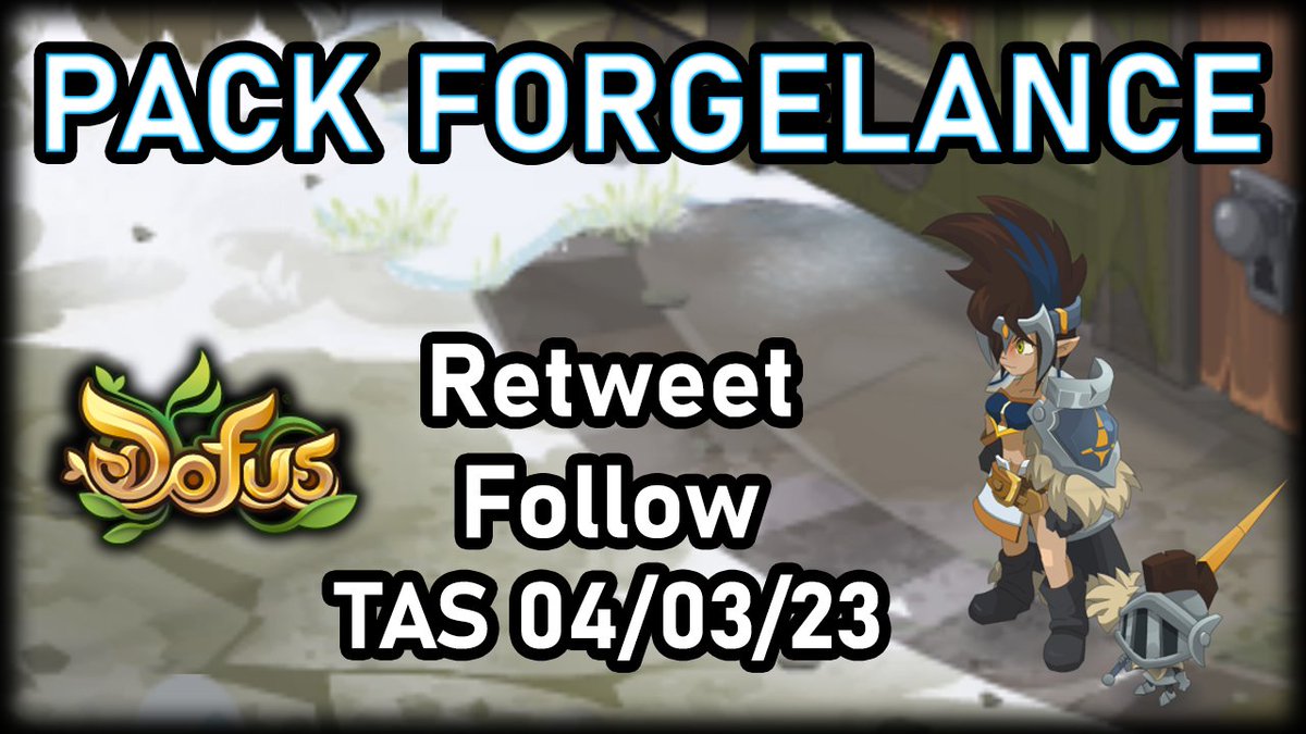 Tente de remporter un pack de classe Forgelance sur #Dofus !
Il contient :
- Une panoplie Forgelance : Tiare Forgelance, Cape Forgelance, Boucliépaulière Forgelance
- Un familier Forgemilier
- Une emote Héritage du Forgelance

Retweet + Follow
Tirage au Sort samedi 04/03/2023