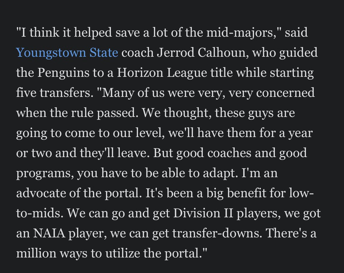 Article on the transfer portal with HLMBB appearance: