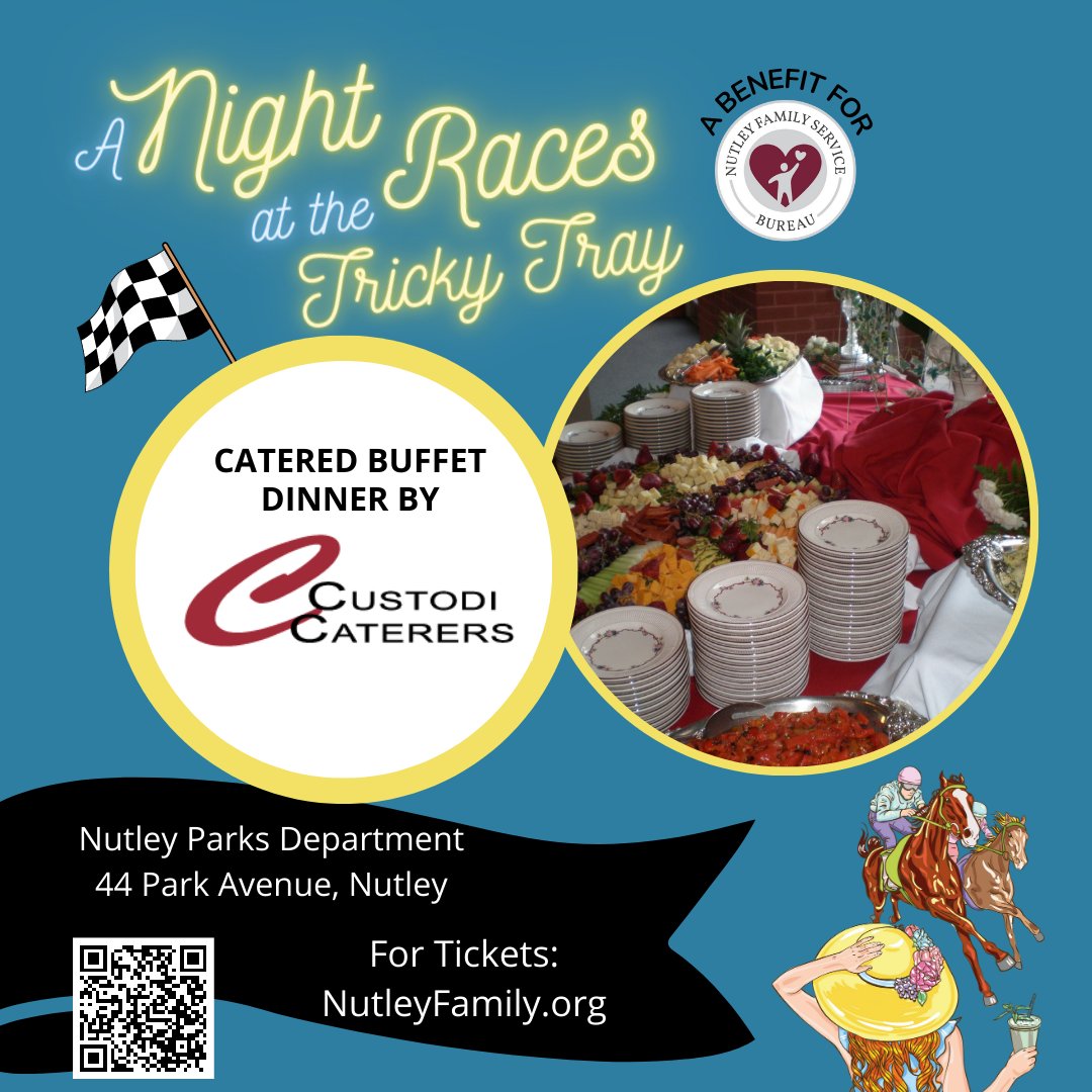 nfsb_nutley's tweet photo. GET YOUR TICKETS & ENJOY A DELICIOUS BUFFET DINNER!
NFSB's "A Night at the Races" features 10 horse races, a catered buffet dinner by Custodi Caterers, Kentucky Derby-style hats, and a tricky tray auction.
https://t.co/62kb9qTUwa
#localfundraiser #trickytray #Nutleynj #nutley https://t.co/d3rmB1aV40