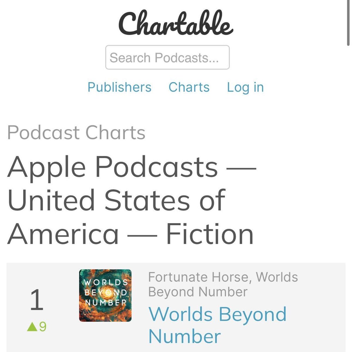 Oh hey, that's us at Number One on <a href="/ApplePodcasts/">Apple Podcasts</a> USA Fiction Chart! 😊 Have you listened to the first episode of #WorldsBeyondNumber yet?

Tune In: 
Apple Podcasts: podcasts.apple.com/us/podcast/wor…
Spotify: open.spotify.com/show/4xQ4HKZjI…
RSS: feeds.simplecast.com/IAPnSSRO