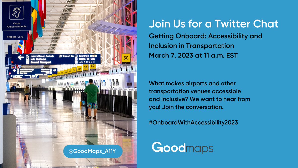 GoodMapsForAll's tweet image. A quick reminder that we have a live chat to discuss #accessibility in #transportation here on Twitter on March 7 at 11 a.m. EST.

And then, on the 9th, our first webinar. For more details, check out our registration page: ow.ly/gsk150N6VtM

#OnboardWithAccessibility2023