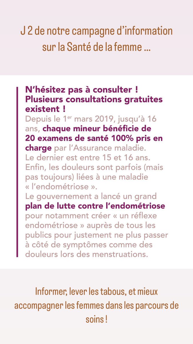 J 2 : #lesregles Du 1er AU 8 MARS dans le cadre du travail que je mène avec la Députée <a href="/priscathevenot/">Prisca THEVENOT</a> nous levons les tabous sur la #santedesfemmes. Notre objectif : une STRATÉGIE NATIONALE DE LA SANTÉ DE LA FEMMES !#règles #puberté #endometriose #sopk #fibromes #menstruations
