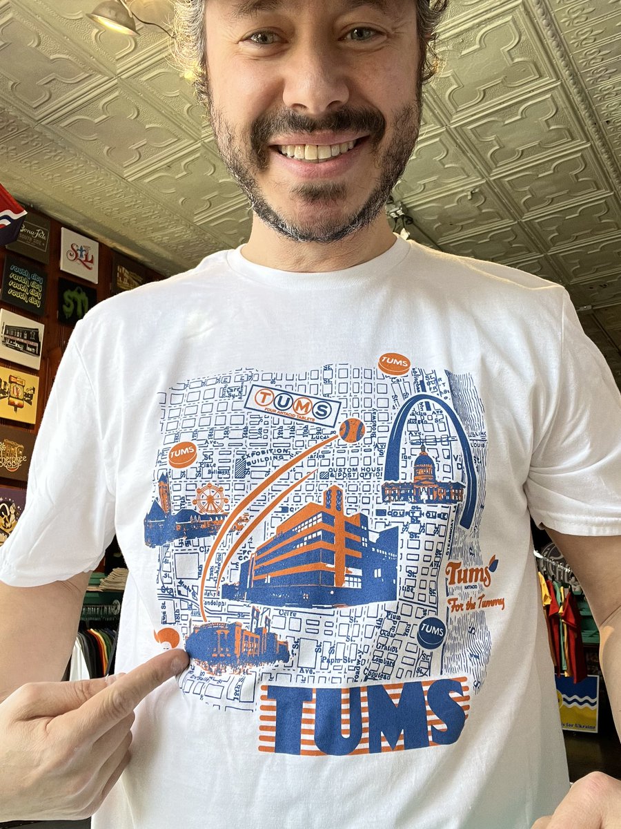 STLstyle's tweet photo. Did you know that 95% of Tums antacids are manufactured in downtown St. Louis? Yep, and 100% of these tees celebrating Tums’ long history here were designed and printed by STL-Style! #tums 

@TUMSOfficial https://t.co/Zrk4bSDSyp