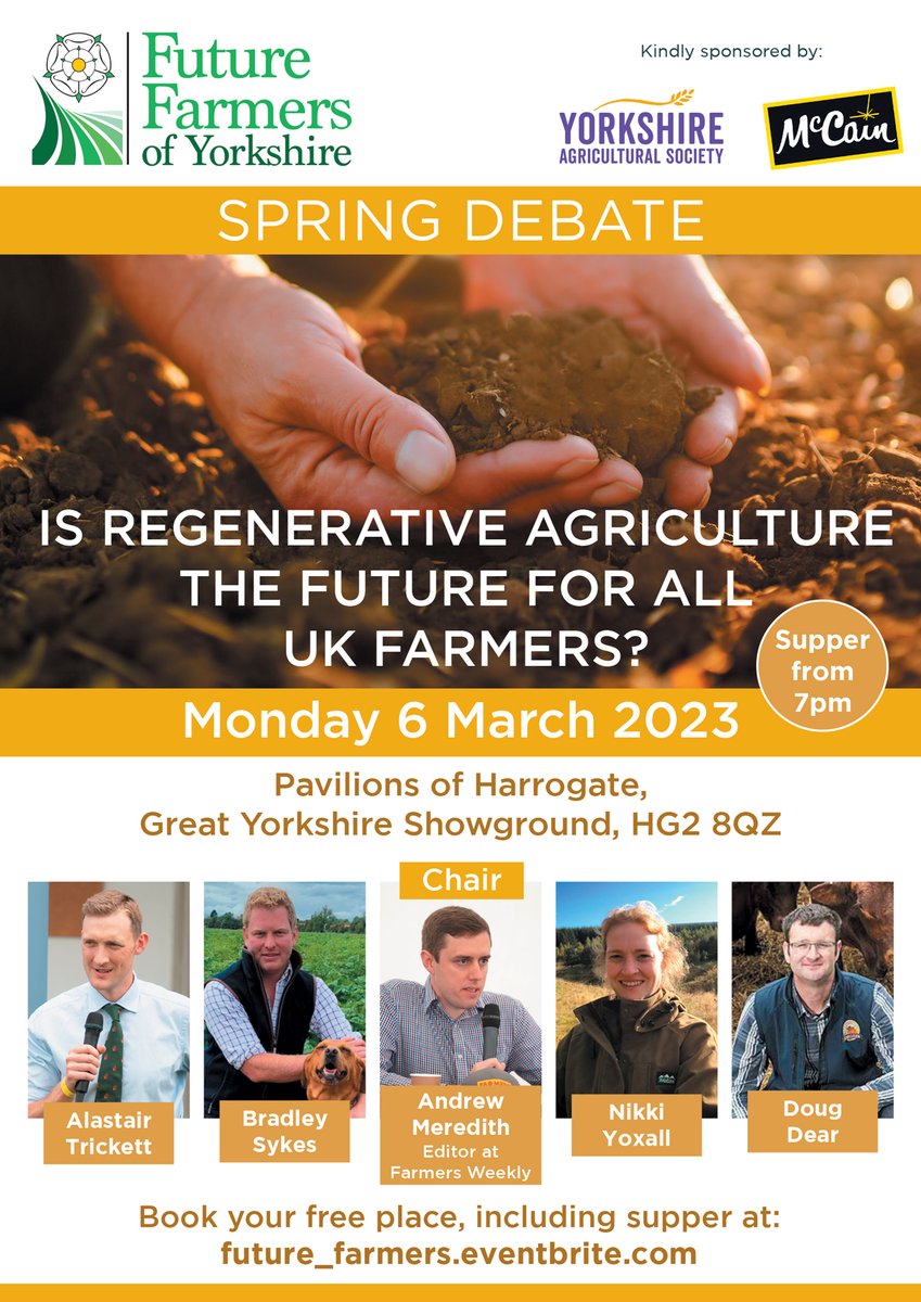 FutureFarmerYAS's tweet image. 180 Future Farmers have already registered for our Supper &amp;amp; Spring Debate. All welcome, so don&apos;t miss out &amp;amp; register for your FREE place below 👇
future_farmers.eventbrite.com

The deadline for booking, in order to include supper is 4pm, Friday 3 March.

See you there 🍺🍟🌭
