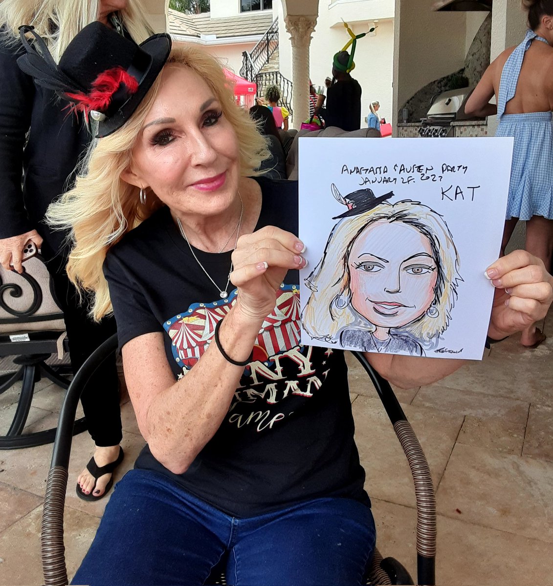 #BirthdayParty #ChildrensParty #Grandmother in #WellingtonFlorida near #BoyntonBeach and #WestPalmBeach enjoyed her flattering #Caricature drawing by #DelrayBeachCaricatureArtist Jeff Sterling of FloridaCaricatures.Com