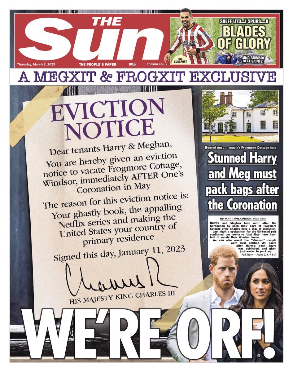 KaiseratCB's tweet photo. The Sussexes were ‘initially given a few weeks to pack up &amp; leave the keys’ https://t.co/kQPXniyax3 https://t.co/Drv1i6gOly