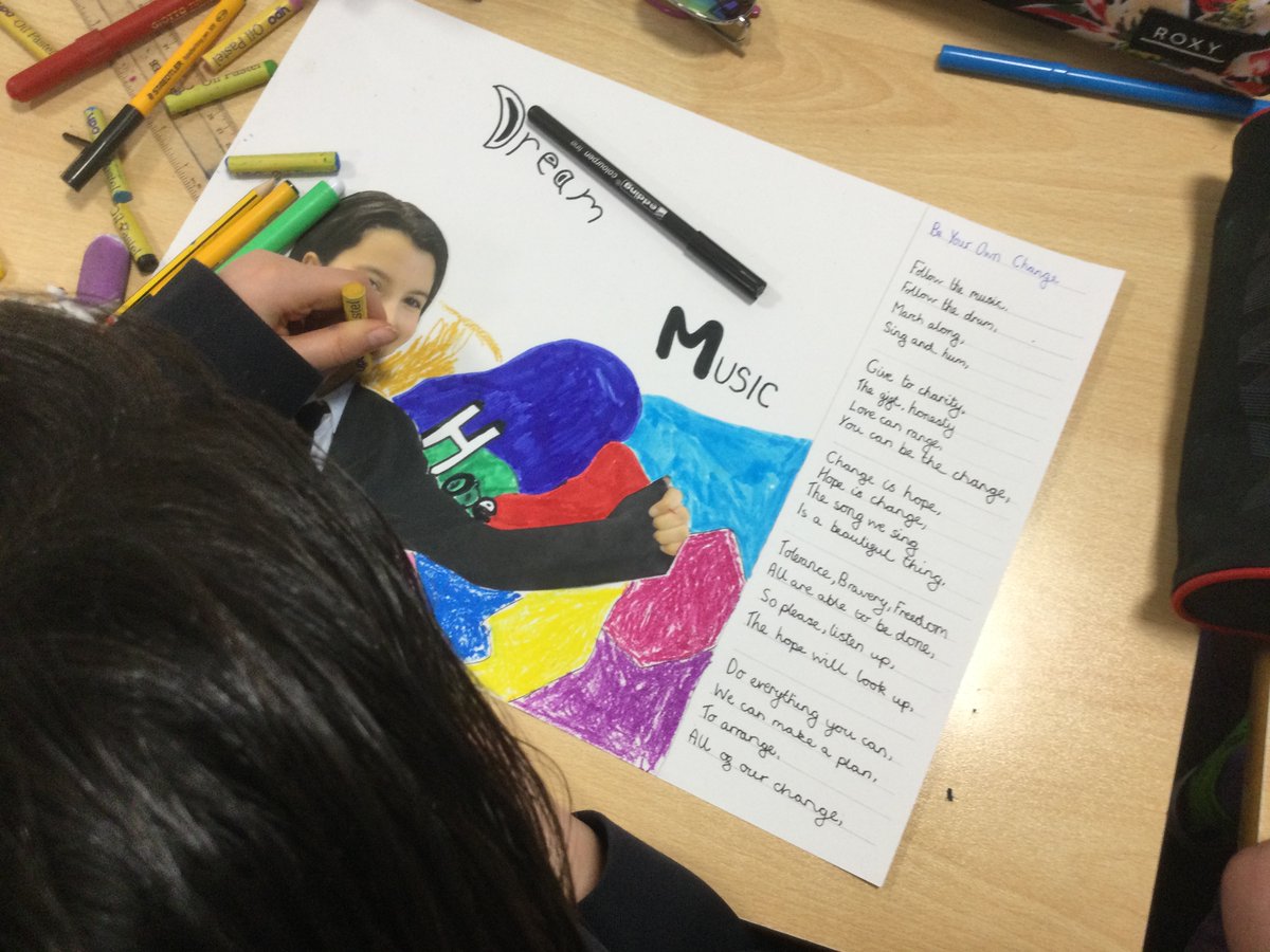 HBJSCH63's tweet photo. 6D have read, “Change Sings” and written poetry about being the change using abstract nouns in associated art. #HBJSYEAR6 #HBJSENGLISH #HBJSART https://t.co/WWe4ypBJ45