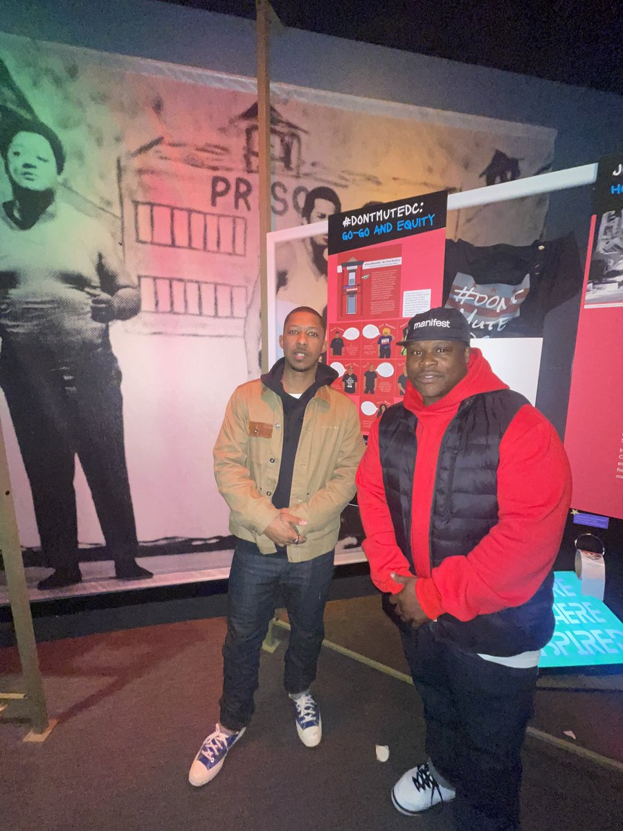 Tone P & Tony Lewis Jr pictured at the #DontMuteDC installation that was documented & now achieved at the @SmithsonianACM in Washington, DC.  

S/o to the #DontMuteDC pioneers Ronald Moten, Natalie Hopkinson, Tone P, & Tony Lewis Jr.!  DC History in real time! #BlackHistoryMonth
