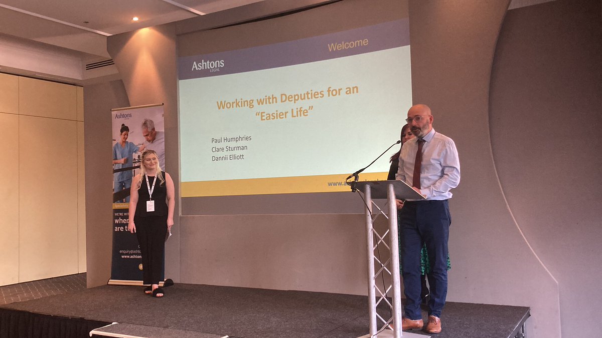 Next up we have my esteemed Court of Protection colleagues <a href="/AshtonsPaul_H/">Paul Humphries</a> @mummyclare &amp; <a href="/DanniiAshtonsL/">Dannii</a> on Working with Deputies for an Easy Life
