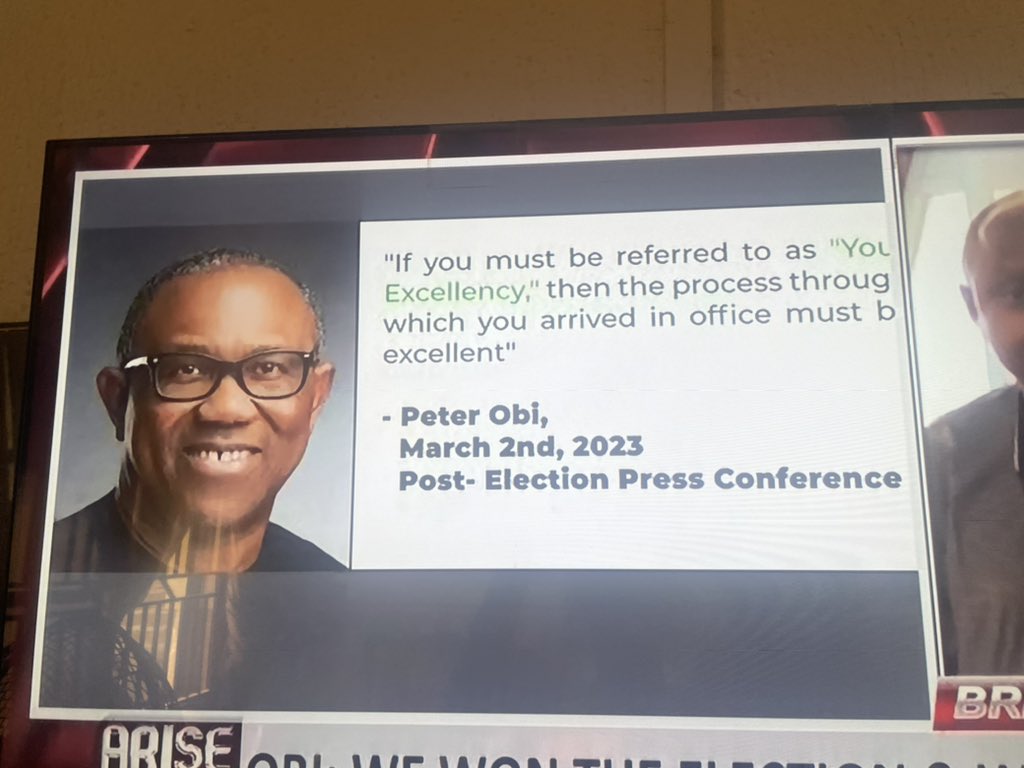 Princes37396148's tweet photo. If you must be referred to as YOUR EXCELLENCY then the process through which you arrived in the office must be excellent 
#electionresults2023 
#ObiDatti2023 
#RingsofPower #nigeriadecide
#OBIDIENTS https://t.co/KfMu8vQZUp