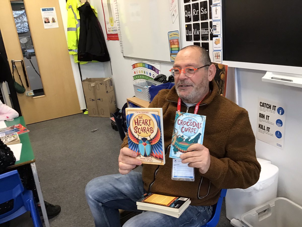 HilderthorpeSch's tweet photo. We enjoyed meeting author Saviour Pirotta this morning, hearing about his books and learning about where he gets his inspiration for new characters and objects he collects as story ideas. #hildyear4 #hildEng #hildread #readingweek https://t.co/fnszPCN6o3