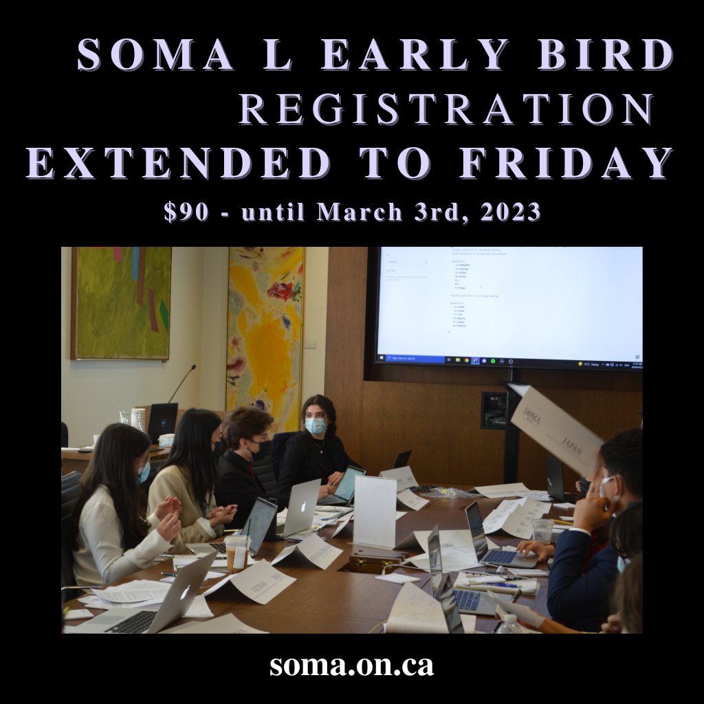To allow for the arrival of payments, Early Bird registrations for delegations have been extended to March 3rd! #SOMA50