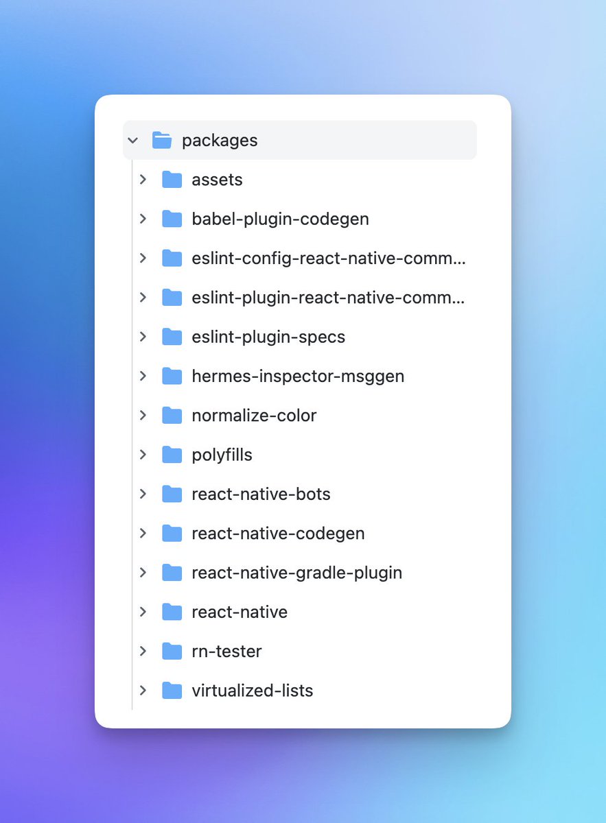 React Native will soon be a Monorepo! There is an open PR with migration 🚀

It's still a work in progress, currently at 3,763 files changed 🤯

Check it out here: github.com/facebook/react…