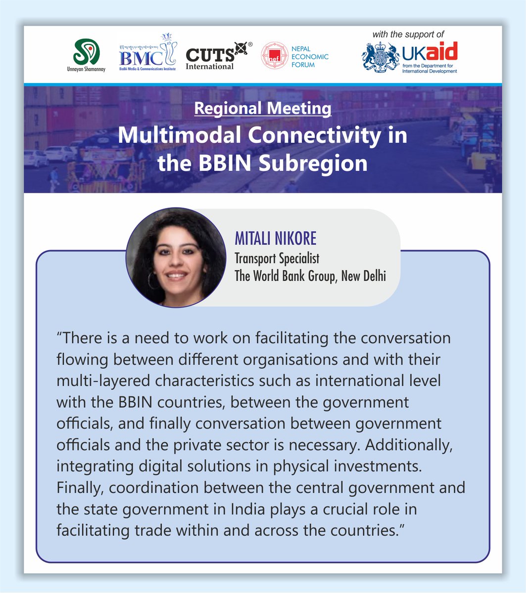 CUTS M-Connect Project (@cuts_mconnect) on Twitter photo Insights from #Regional #Meeting on #Multimodal #Connectivity in the #BBIN #Subregion
#MConnect
<a href="/bc_cuts/">Bipul Chattopadhyay</a> <a href="/unsy_org/">Unnayan Shamannay</a> <a href="/NEFNepal/">Nepal Economic Forum</a> <a href="/Bhutan_MCI/">BMCI</a> <a href="/FCDOGovUK/">Foreign, Commonwealth & Development Office</a> <a href="/Clement_Kuan/">Kuancheng Huang</a> <a href="/SecyP2DS/">Dr A Didar Singh</a> <a href="/BimstecInDhaka/">BIMSTEC</a> <a href="/ADB_HQ/">Asian Development Bank</a> <a href="/sasecprogram/">SASEC</a> <a href="/LPAI_Official/">Land Ports Authority of India</a> <a href="/IWAI_ShipMin/">IWAI</a> <a href="/CUTS_CITEE/">CUTS CITEE</a> <a href="/_RiyaSinha/">Riya Sinha</a> <a href="/CWS_iift/">Centre for WTO Studies (CWS)</a> Insights from #Regional #Meeting on #Multimodal #Connectivity in the #BBIN #Subregion
#MConnect
<a href="/bc_cuts/">Bipul Chattopadhyay</a> <a href="/unsy_org/">Unnayan Shamannay</a> <a href="/NEFNepal/">Nepal Economic Forum</a> <a href="/Bhutan_MCI/">BMCI</a> <a href="/FCDOGovUK/">Foreign, Commonwealth & Development Office</a> <a href="/Clement_Kuan/">Kuancheng Huang</a> <a href="/SecyP2DS/">Dr A Didar Singh</a> <a href="/BimstecInDhaka/">BIMSTEC</a> <a href="/ADB_HQ/">Asian Development Bank</a> <a href="/sasecprogram/">SASEC</a> <a href="/LPAI_Official/">Land Ports Authority of India</a> <a href="/IWAI_ShipMin/">IWAI</a> <a href="/CUTS_CITEE/">CUTS CITEE</a> <a href="/_RiyaSinha/">Riya Sinha</a> <a href="/CWS_iift/">Centre for WTO Studies (CWS)</a>
