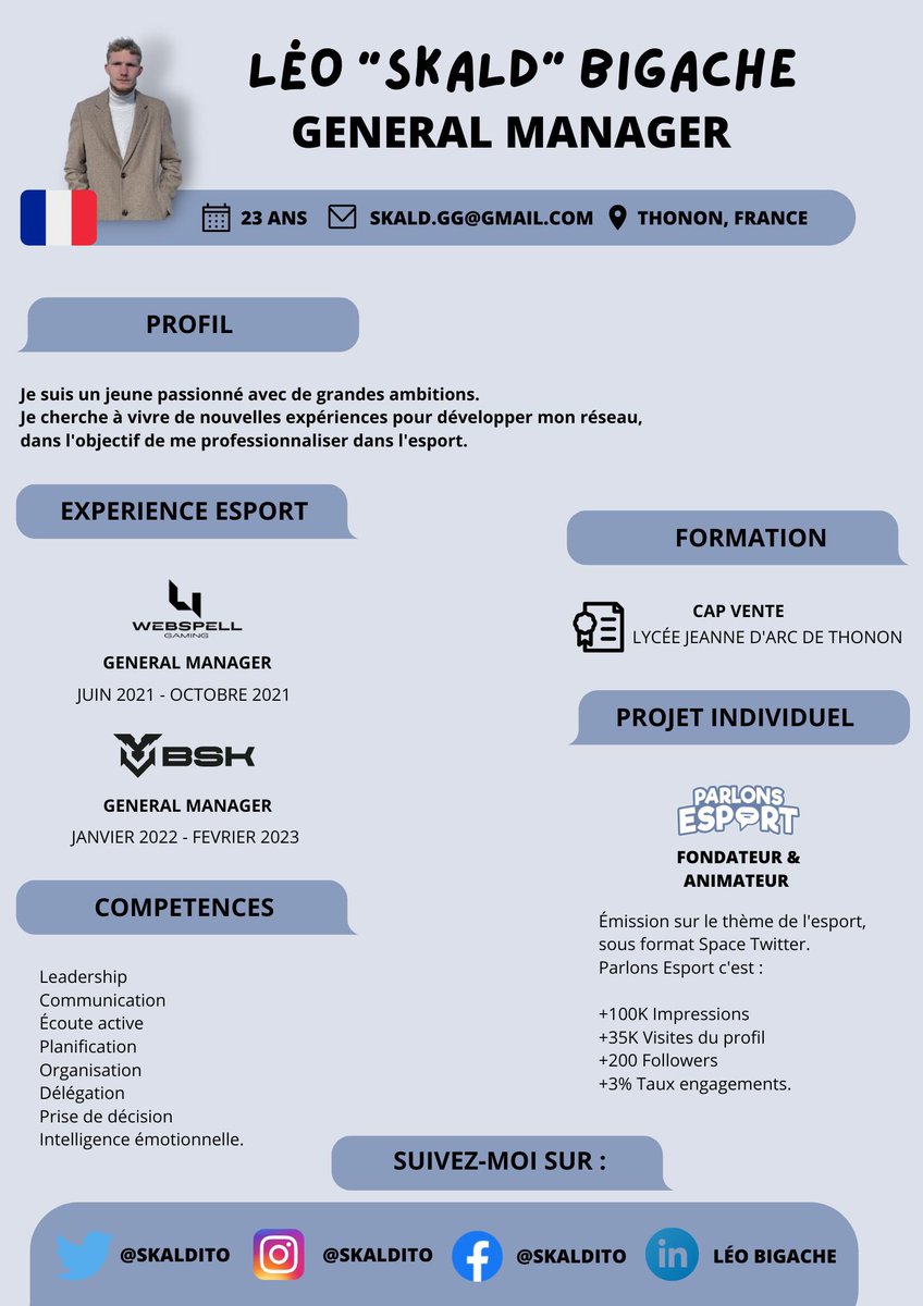 Skaldito's tweet image. Suite à mon départ de @/TeamBSK_, je suis désormais F/A. 

Pour objectif de me professionnaliser dans l’esport, je suis ouvert à de nouvelles opportunités ! 

Contactez-moi en DM ou par Mail : skald.gg@gmail.com 📩

❤️ &amp;amp; 🔁 appréciés