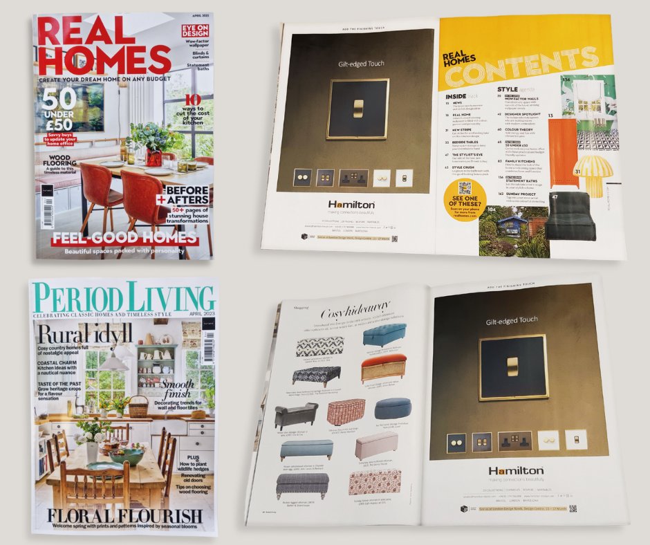 We're in the latest issues of Real Homes and Period Living, featuring our Linea Range 🤩

#hamiltonlitestat #switchesandsockets #wiringaccessories #interiordesign #feature #advertisement #publication #realhomesmagazine #periodlivingmagazine #dualfinishswitches #highend #projects