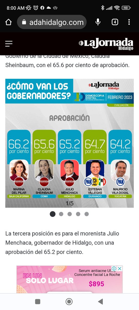 DAVIDPAYANGRO's tweet photo. El Gobernador de Durango @EVillegasV de acuerdo a la jornada, es el cuarto mandatario mejor evaluado del pais. https://t.co/qaH2IKaKZ0