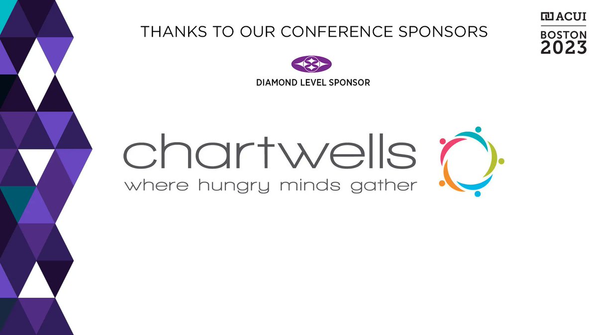 ACUItweets's tweet photo. Thank you to @ChartwellsHE for being a Diamond-Level Sponsor for the second year in a row! #ACUI23 #ACUI https://t.co/mubO0JMgDV