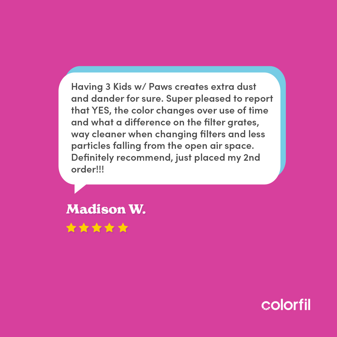 Colorfil Air Filters (@colorfil_air) on Twitter photo Thanks for that second order, Madison! #colorfil #life #clean #health #pets Thanks for that second order, Madison! #colorfil #life #clean #health #pets