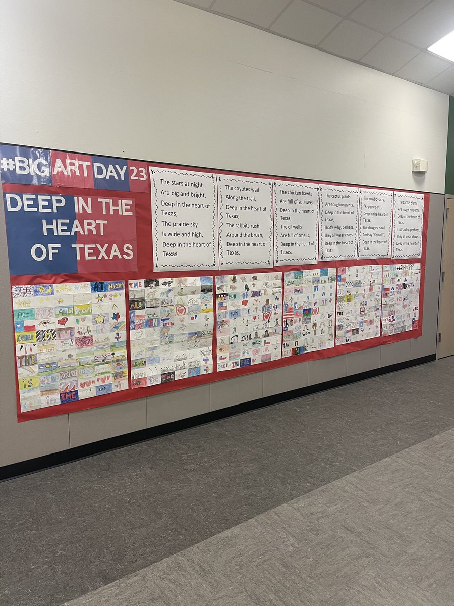 jonesrisd's tweet photo. Jones Jaguars celebrating Big Art Day with “Deep In The Heart of Texas” collage.

#BigArtDay23 
@risdfinearts
@rockwallschools https://t.co/rLyurKduCo