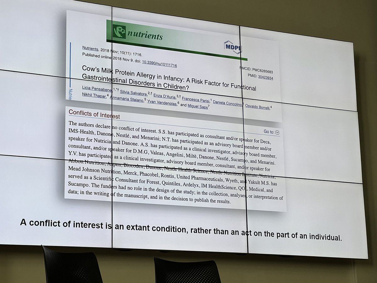 makesmilk's tweet photo. Conflict of interest is not an ACT on the part of an individual. It’s a condition that exists and cannot be changed or mitigated against. Note this study. Authors ‘declare no conflicts of interest’, then list all their multiple conflicts. #bfnlambethstudyday2023 https://t.co/QWE2iB6J1i