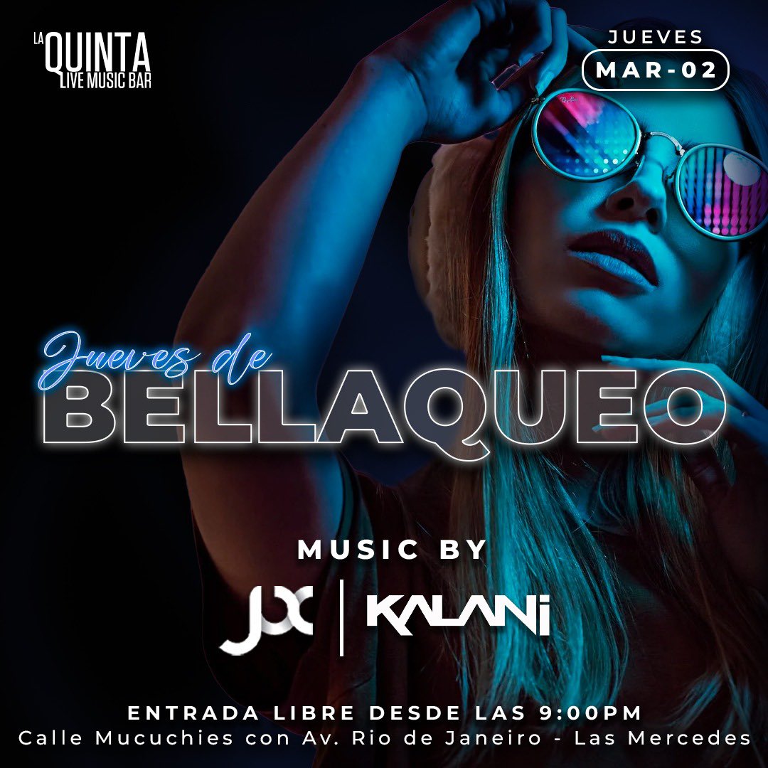 Esta noche 😈 ven y disfruta en @laquintabart una jornada cargada de los mejores ritmos latinos y urbanos del momento 😎

Jueves de Bellaqueo con las mezclas de @djjox69 &amp; @djkalanioficial que te pondrán a bailar y partir la pista.