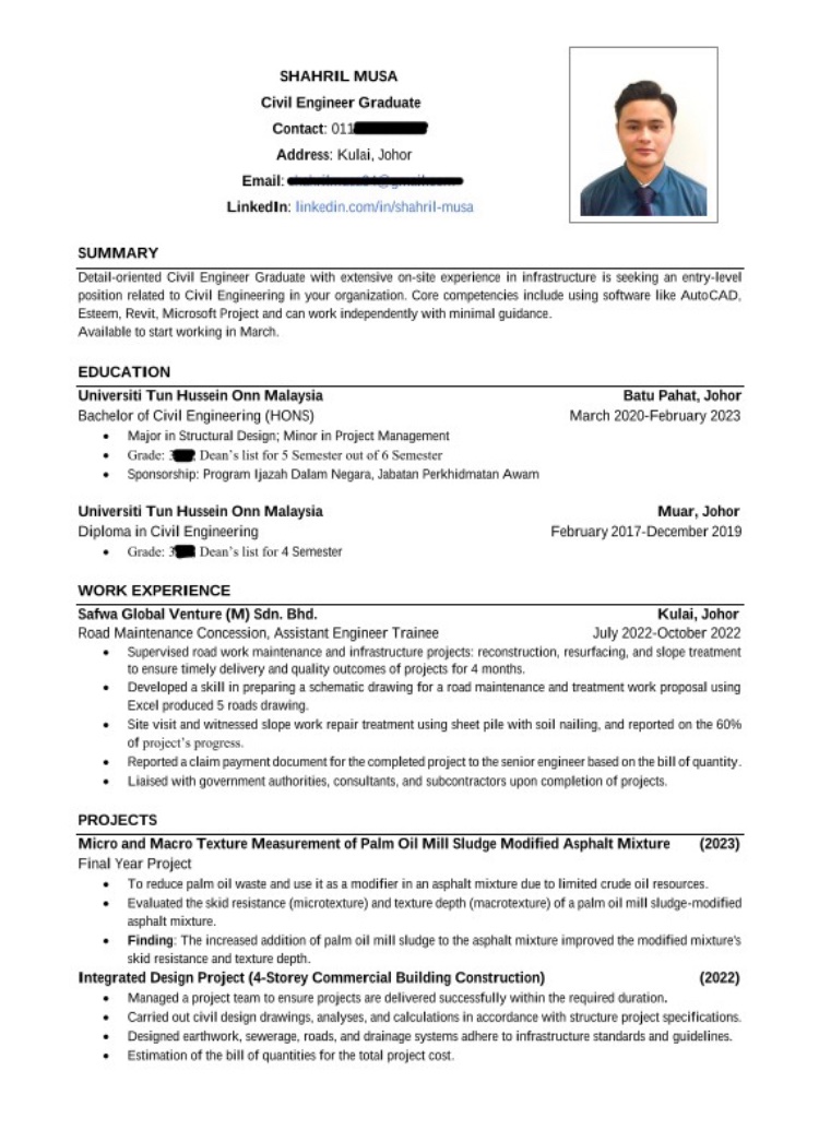 Arxl_'s tweet photo. From this resume, I managed to secure 7 interviews from 25 companies I applied to and received 5 offer letters.

Due to high requests, I would like to share my resume, especially for fresh graduates who are actively searching for a job after completing their studies like me. https://t.co/76w0THH1Ap