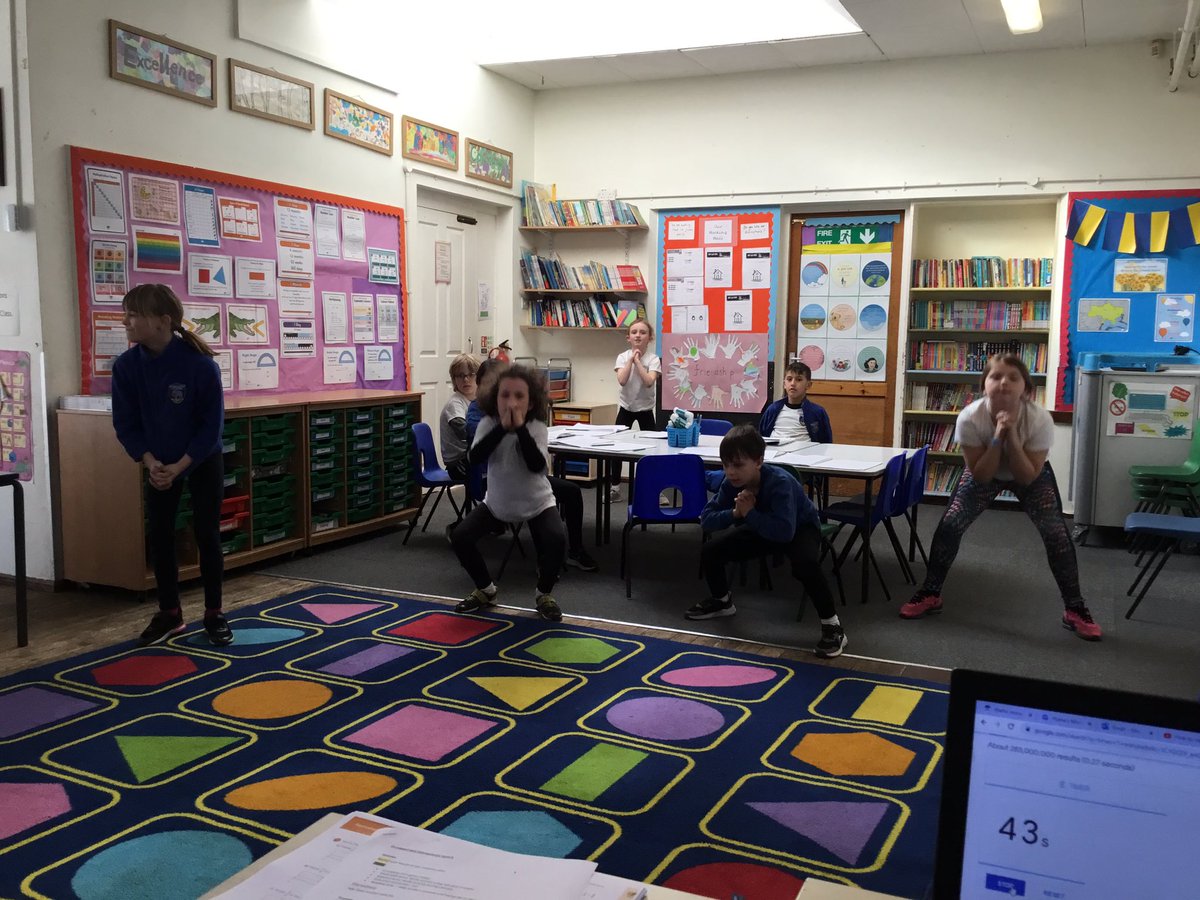 River Class have devised an science investigation into the effect of exercise on our pulse rate. Look at those squats!