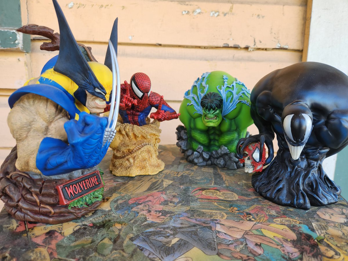 BoujeeDaddy's tweet image. Wanted to go HARD this morning and promote one of my favorite artists, Sam Kieth! I chased this set of busts for a long time. Was worth every penny! #SamKieth #Wolverine #Venom #SpiderMan #Hulk #marvelcomics