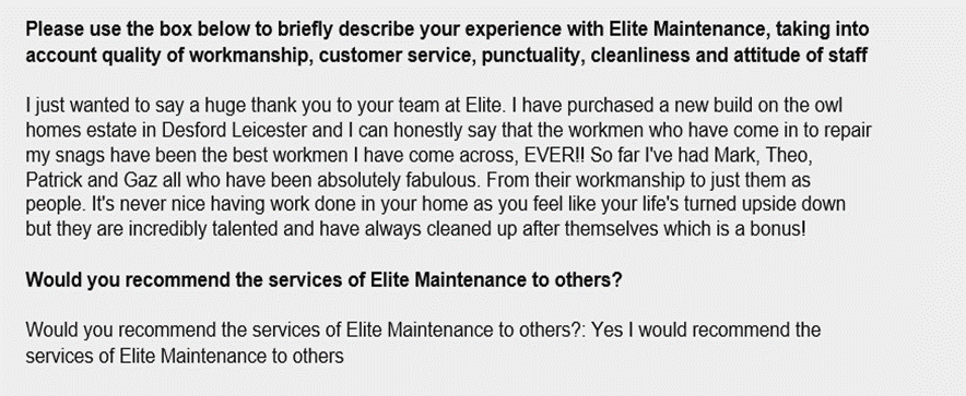 Elite_Repair's tweet photo. Fantastic Feedback! Thank you so much for taking the time to contact us.

Well done to Mark, Theo &amp; Gaz for exceeding expectations : ) https://t.co/cpfsv326V5