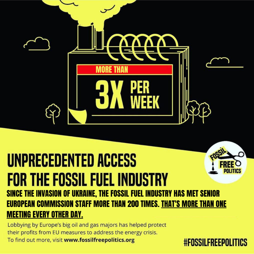 One year on from the Ukraine invasion, fossil fuel lobby access in Brussels has intensified further.

👥 2⃣0⃣0⃣+ meetings with top EU officials
🔺>3 per week
🗣️ Lobbying vs measures that help people but hurt profits

Who were the most frequent visitors❓
🧵
#FossilFreePolitics