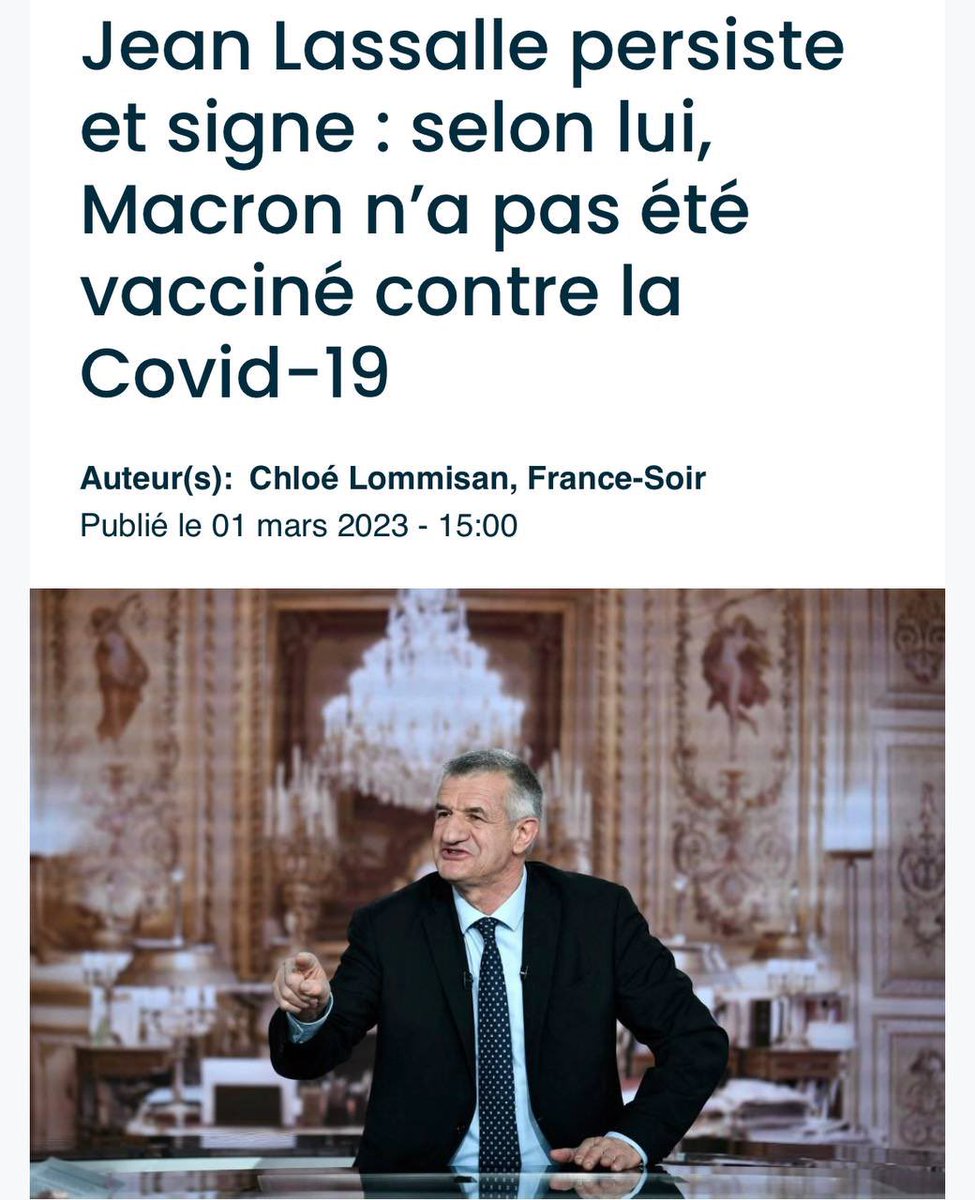 GillesWell's tweet image. Il n’en démord pas. Invité par Jordan Guisnel mercredi 15 février Jean Lassalle a réaffirmé qu’Emmanuel Macron n’était pas vacciné. Il affirme avoir été gravement affecté par les effets secondaires de la vaccination anti-Covid, qui lui auraient valu les quatre opérations du cœur.
