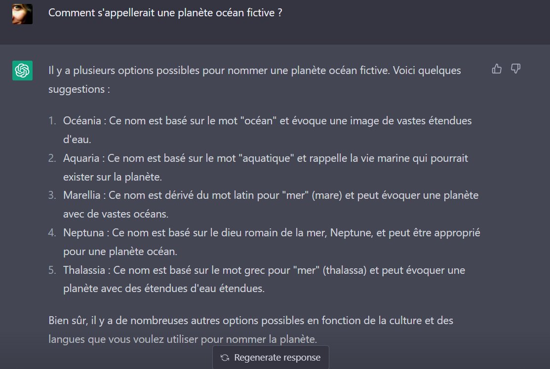 Cet aprèm, les M1 #CSTgre du <a href="/CcstMaster/">Master CCST Grenoble</a> inventent 6 planètes fictives dans le cadre de mon TD sur les liens entre #CSTI et #ScienceFiction. On teste ChatGPT... assez peu inventif ^^