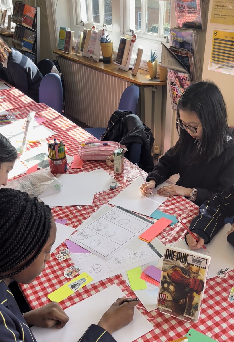 We had a really popular, creative and loud Manga workshop today with some great entries for the bookmark competition. Five minutes later there was a Physics test at the same tables. Seamless. The life of a Library on #worldbookday.