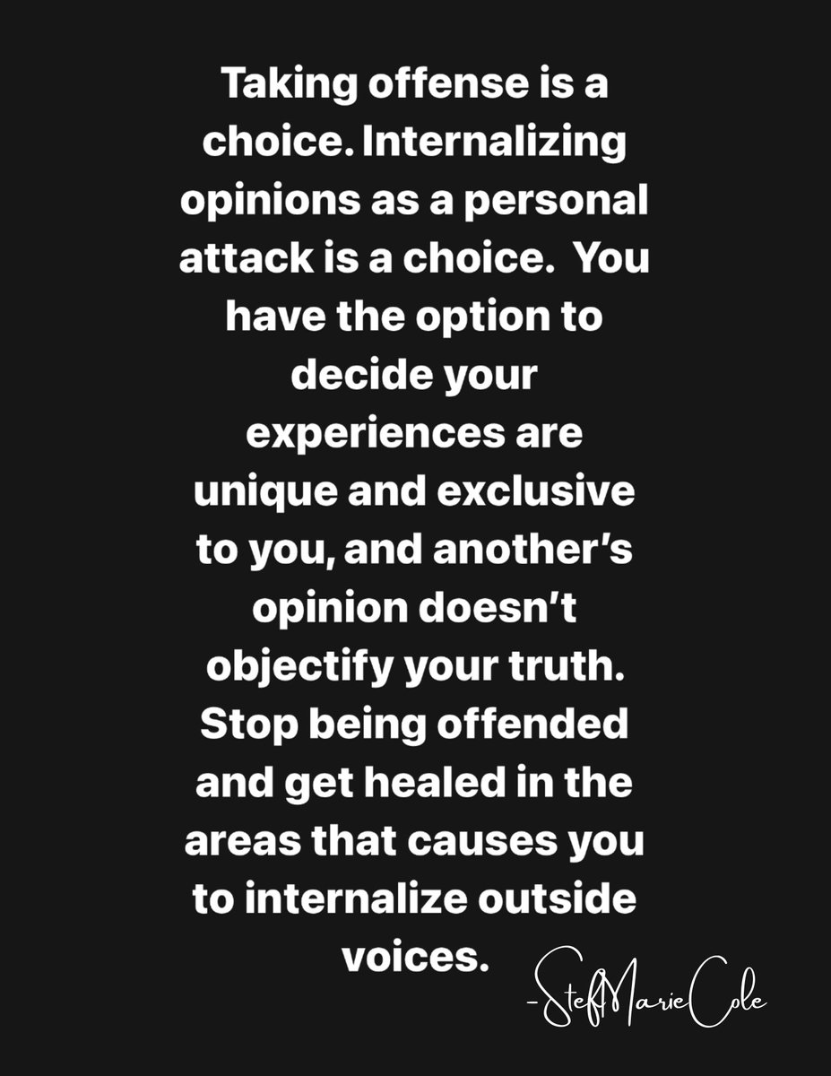 SPIRIT OF OFFENSE‼️‼️‼️Everyone is so offended but no one stops to ask themselves why? Why does an outside voice dictate your feelings? Don’t explain yourself to people who are committed to their delusions. 

#opinionsmatter #trauma #accountability #healing #thinkaboutitthursday