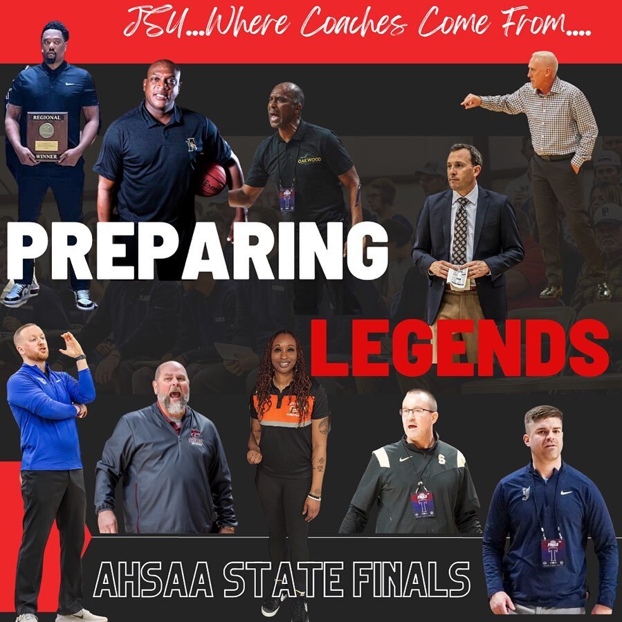 JSU🐔 has prepared 🔟of the 48 head 🏀 coaches with teams competing in the <a href="/ahsaasports/">AL HS Athletic Assoc</a> @ahsaa_basketball Final 4️⃣. 
.
5️⃣ of the 🔟 are alumni of our HPE program. 
.
Good luck🍀 to these  @jacksonvillestateuniversity #GamecockGreats. #ball4itall #theJSUhpeDifference #PreparingL…