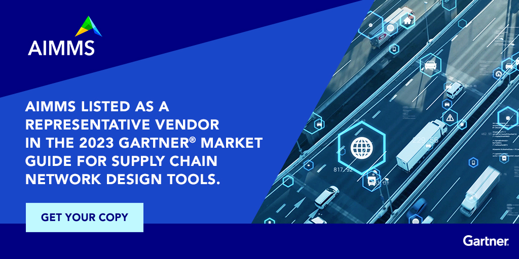 We are proud to share that AIMMS has been listed as a Representative Vendor in the recently published Gartner®, Market Guide for Supply Chain Network Design Tools.

Download your copy now - 
aimms.com/stories/market…