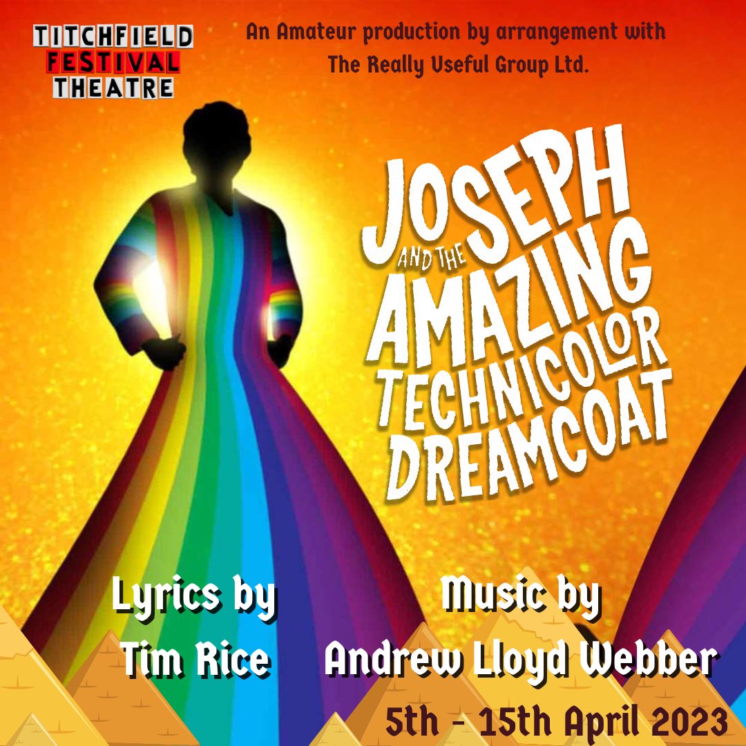 TitchfieldFT's tweet photo. Don’t miss this!!! Joseph and The Amazing Technicolor Dreamcoat comes to TFT this April!!

Find out more!
https://t.co/iJokdvw5Sw

#tft #theatre #musical #musicaltheatre #joseph https://t.co/JngJGvvpkU